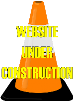 Orange and White traffic cone with 'Website Under Construction' in yellow with black outline